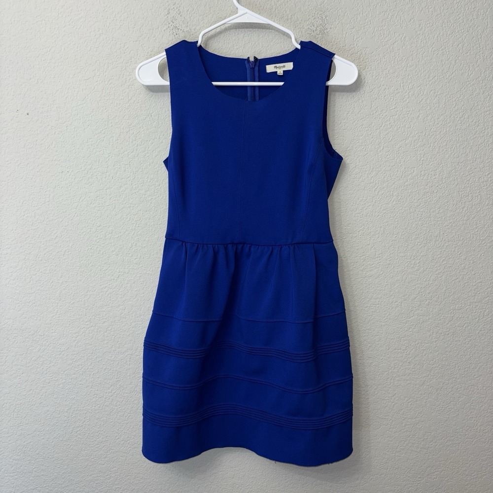 Madewell Silhouette Dress Women's Size Small S Cobalt Blue Back Zip Side Pockets